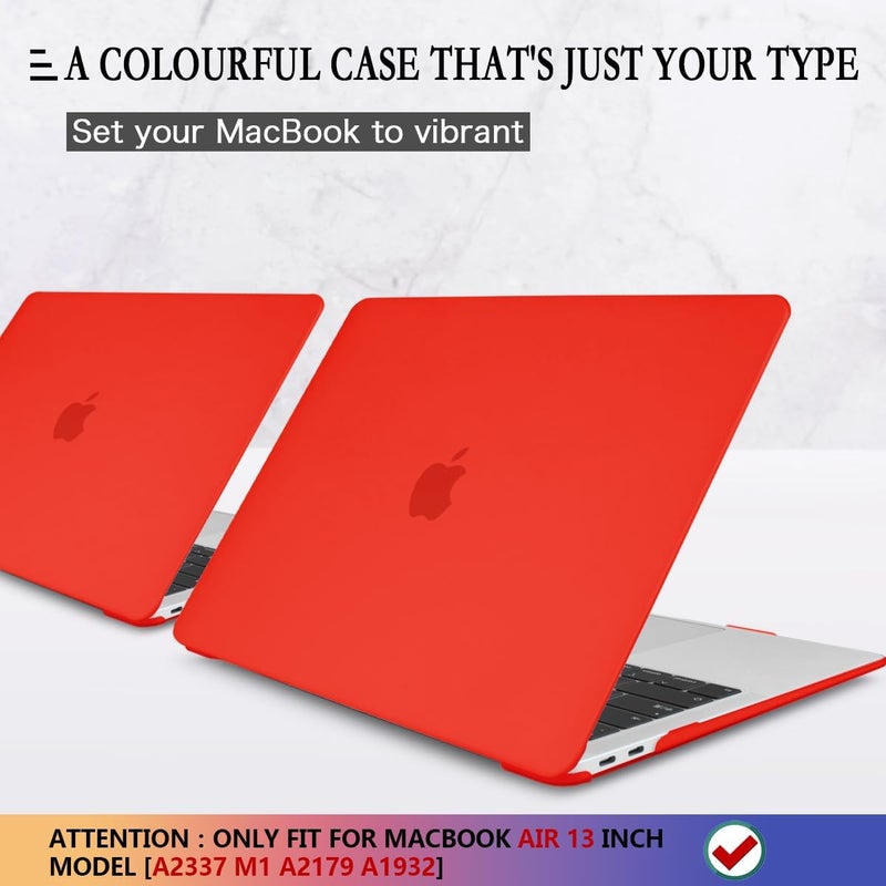 CISSOOK Cover for MacBook Air 13 Inch Case Red, Plastic Hard Shell Case with Keyboard Cover for MacBook Air 13 A2337 M1 A2179 A1932 Model 2021-2018 Release with Touch ID, Matte Red - Image 3